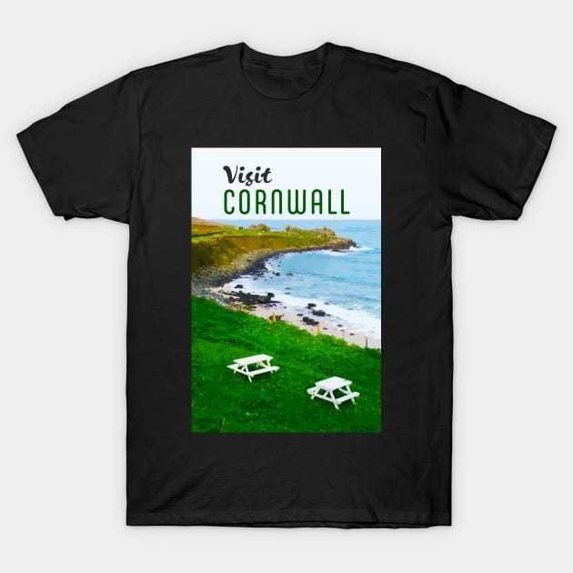 Visit Cornwall, UK Travel T-Shirt by quirkyandkind